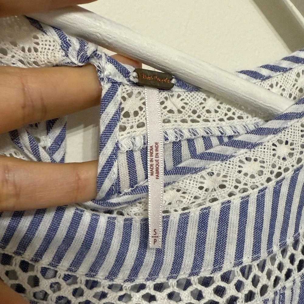 Free People Sunny‎ Days Trapeze Dress Blue White